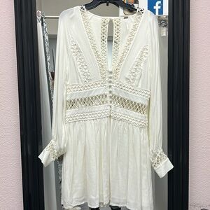 Free People I Think I Love You Dress Cutout Crochet V Neck Long Sleeve Dress 8